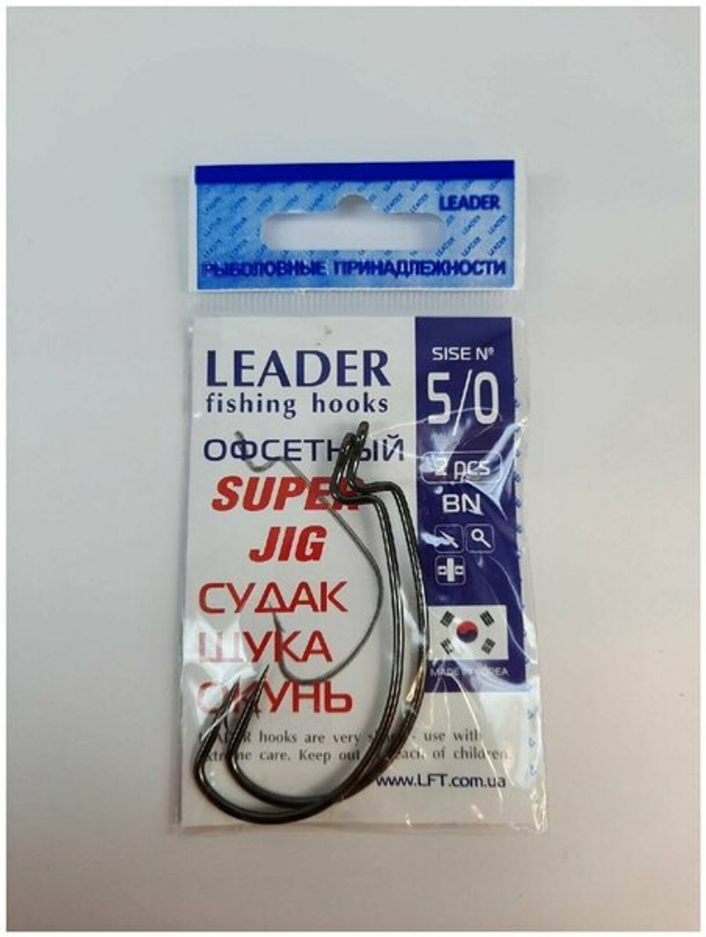 Крючок Leader Офсетный SUPER JIG, color BN №1(упак.3)