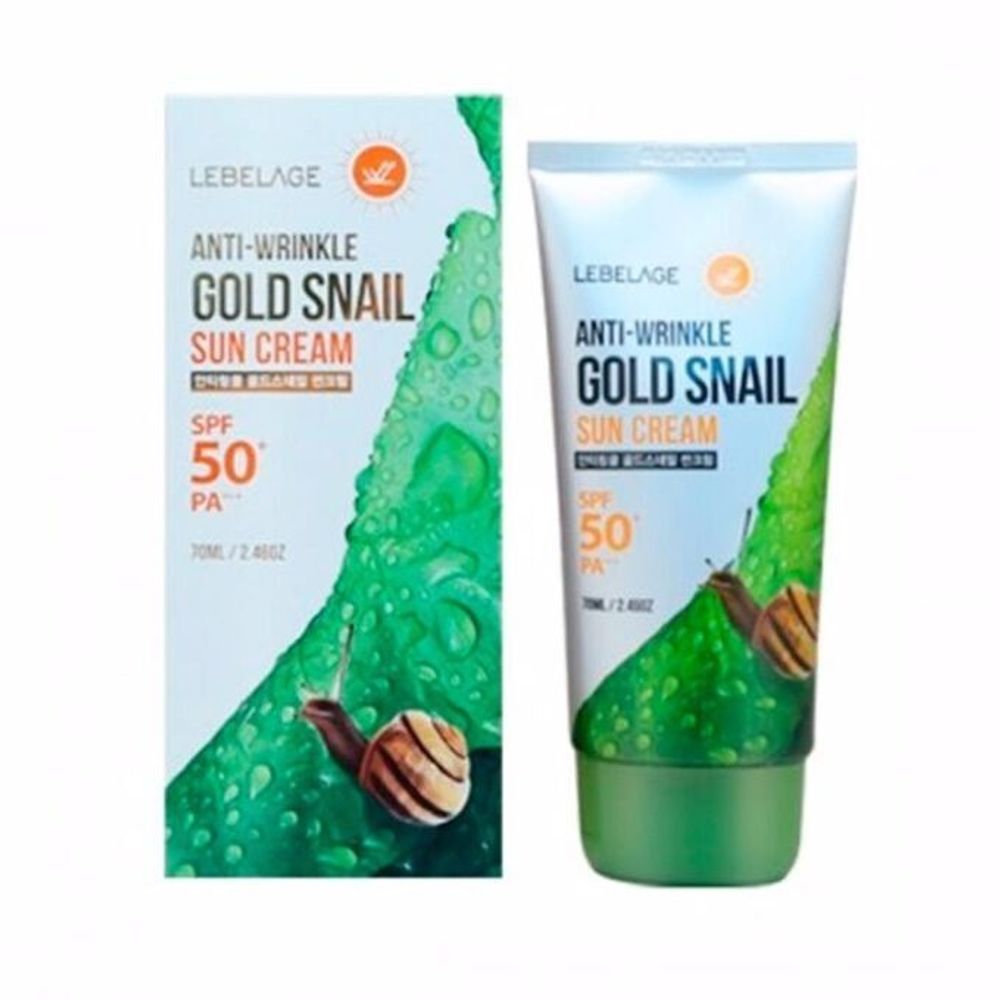 Lebelage Gold snail sun cream SPF50+/PA+++ крем солнцезащитный с муцином улитки и золотом