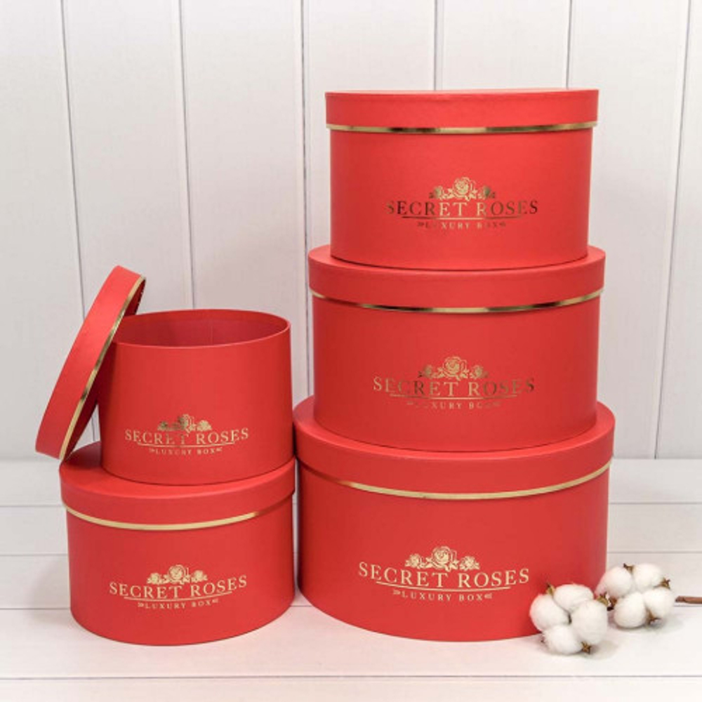 Коробка 30х16 см Набор 5 шт "Secret Roses" (Красный)