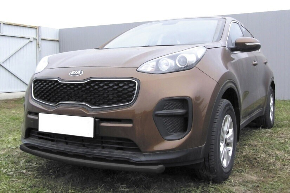 Защита переднего бампера (нержавейка) Kia Sportage (2016-2021) d57 (черный)