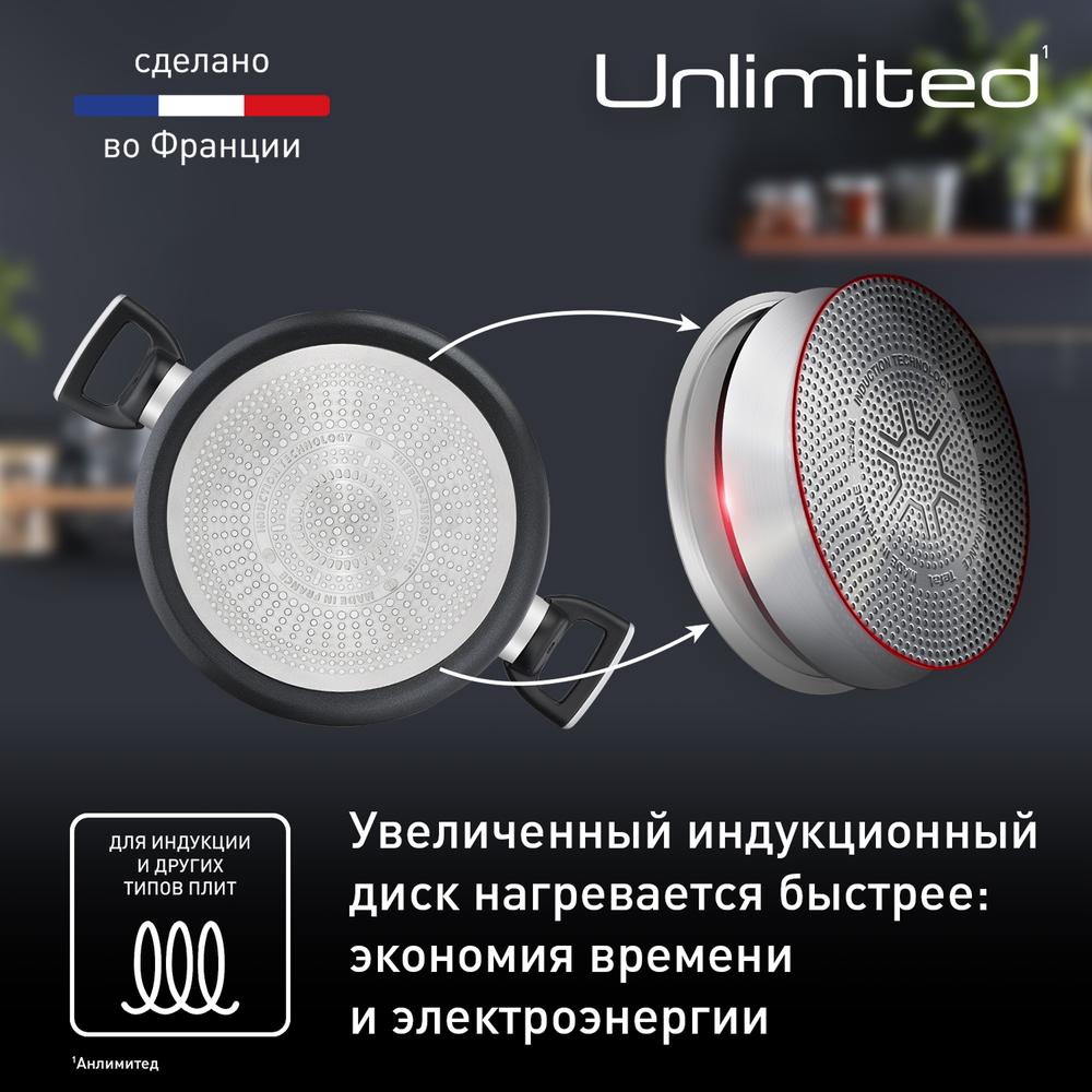 Кастрюля с крышкой Tefal Unlimited 5.2 л 24 см G2554672