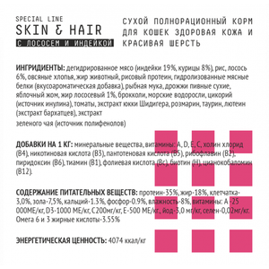 Сухой полнорационный корм AJO Cat Skin & Hair для кошек здоровая кожа и красивая шерсть