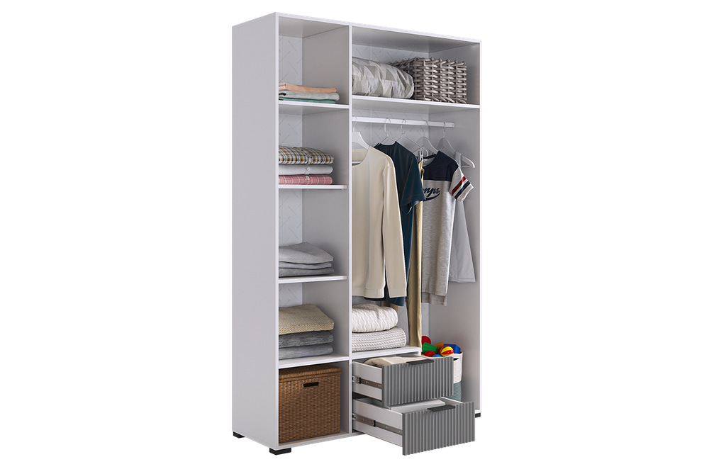 Шкаф трехдверный "Зефир" 109.02, (Белое дерево/Серый (эмаль))