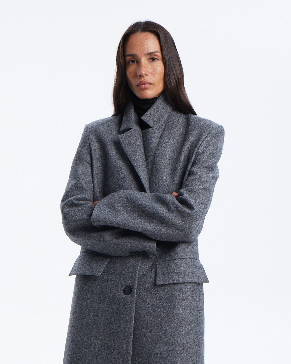 Пальто прямое, Серый