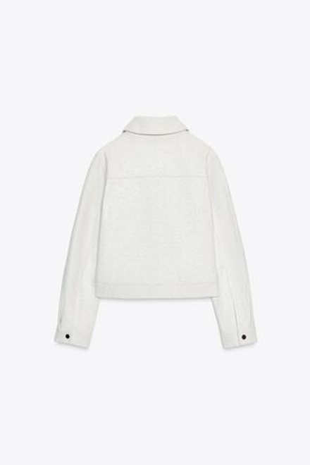 ZARA КУРТКА ИЗ МЯГКОЙ ТКАНИ НА МОЛНИИ, ЭКРЮ