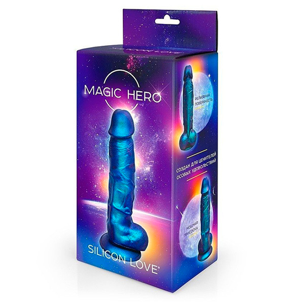 Синий фаллоимитатор с шиммером 17см Bior Toys Magic Hero MH-13057