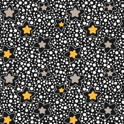 Черно белый ретро с желтыми цветами в горох