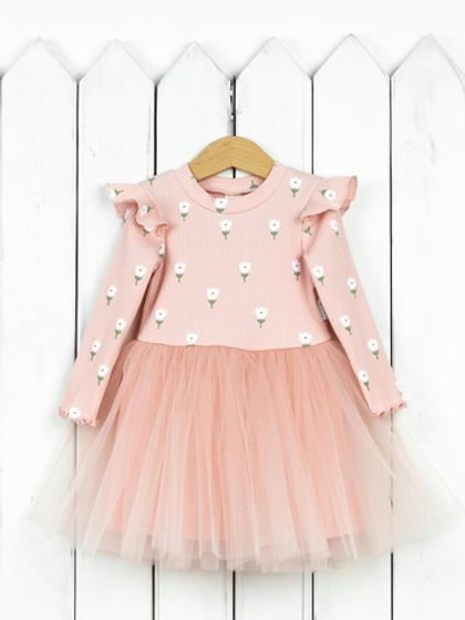 Платье с юбкой из фатина розовое