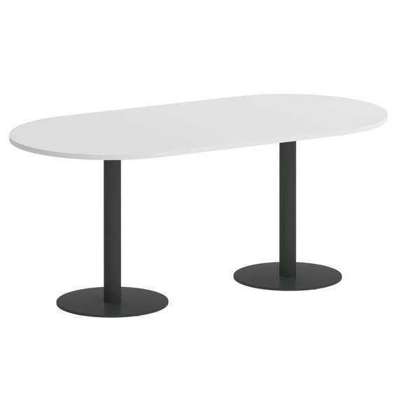 Onix Direct Стол овальный O.SPRG-3 Белый Бриллиант/Металл Антрацит 1800*900*750