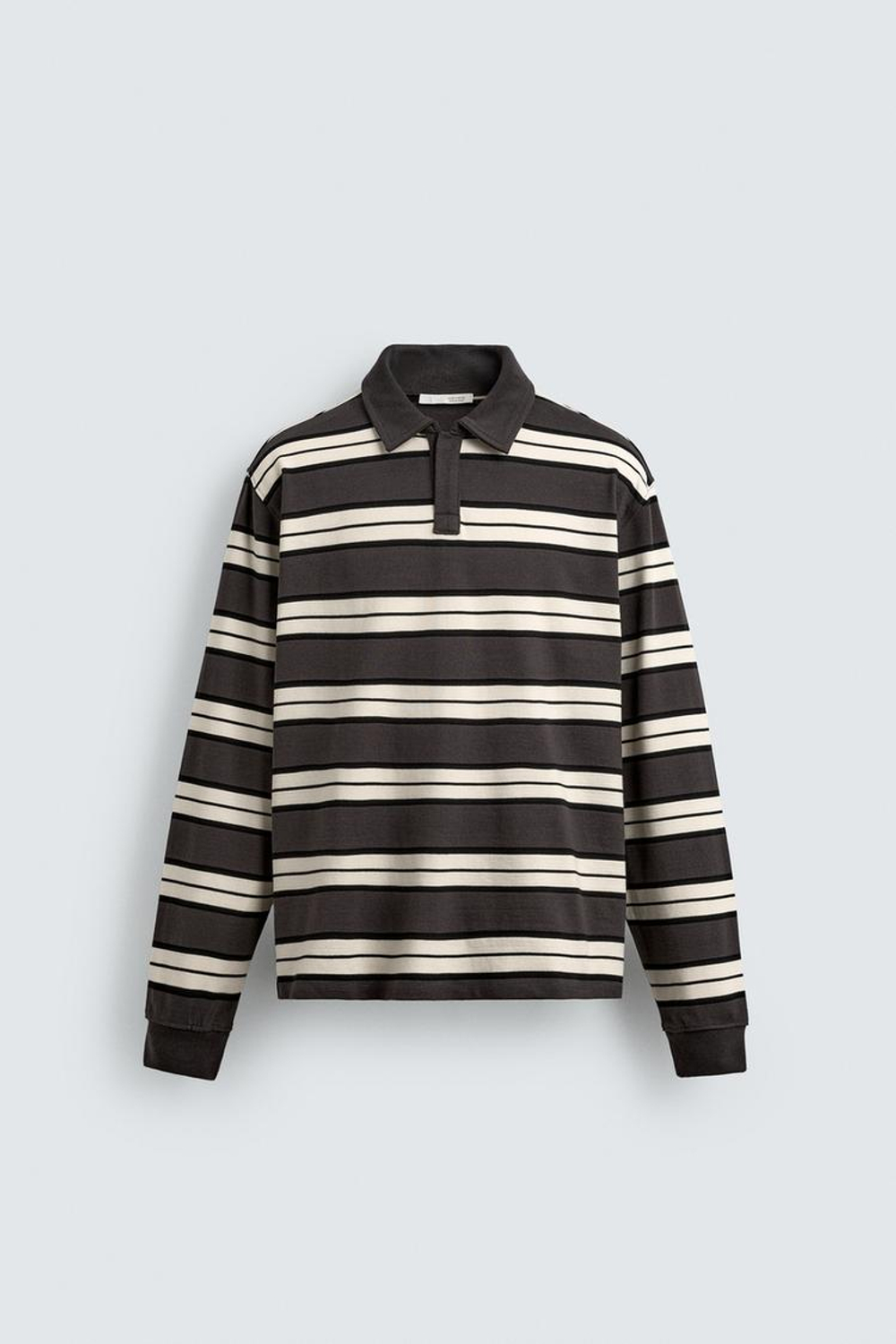 ZARA ПОЛО REGULAR FIT В ПОЛОСКУ, ЭКРЮ/КОРИЧНЕВЫЙ