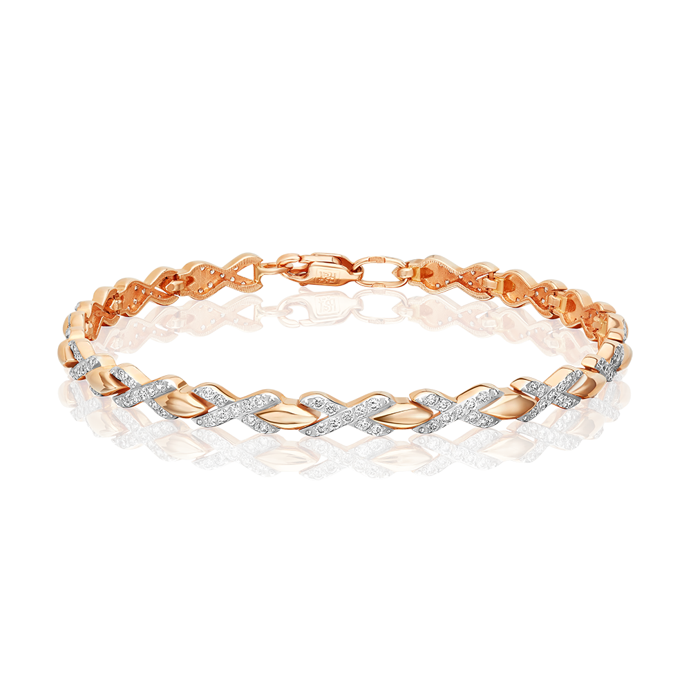 Браслет из красного золота с фианитами