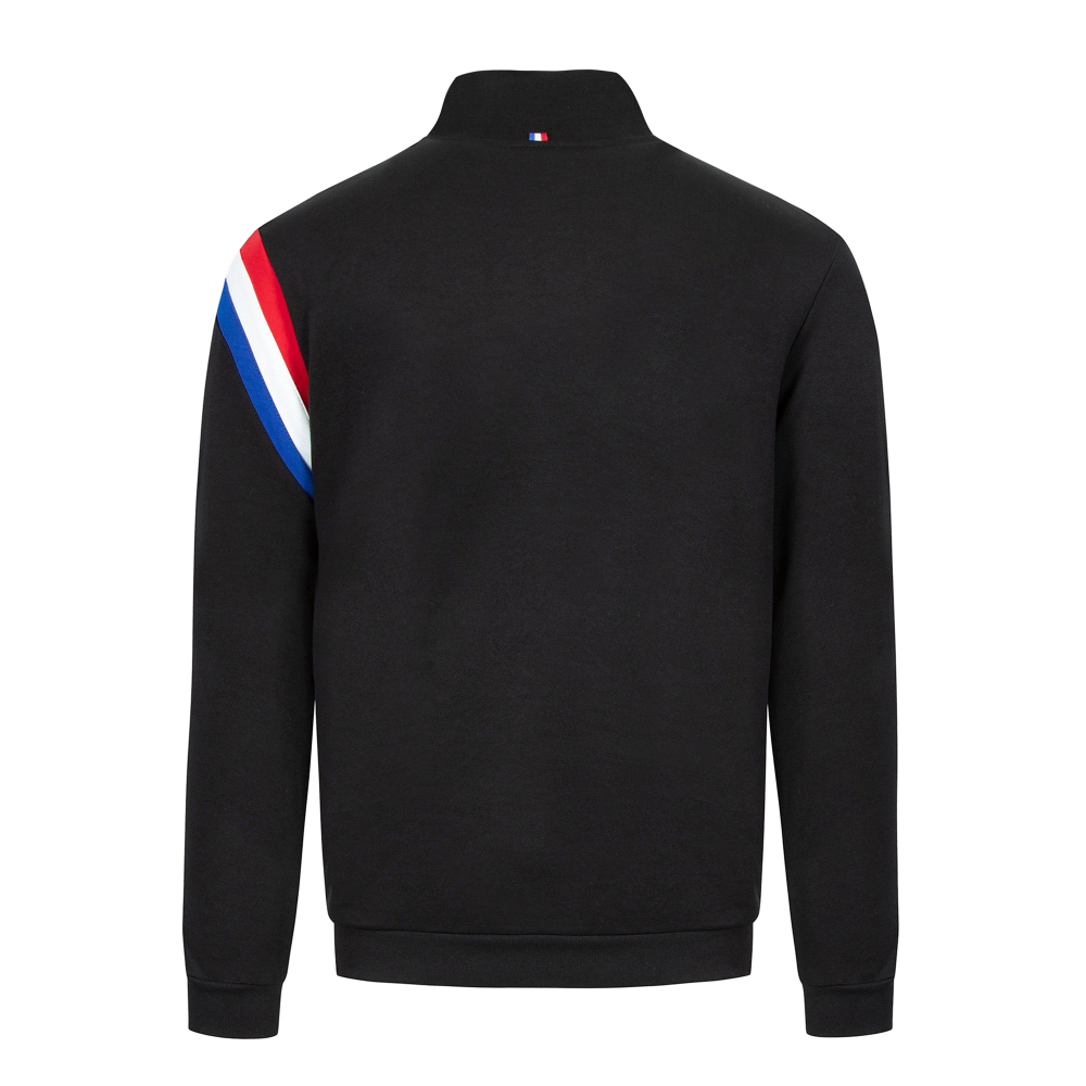 Мужская теннисная кофта Le Coq Sportif Tri FZ Sweat No.1 M - black/new optical white/blue electro