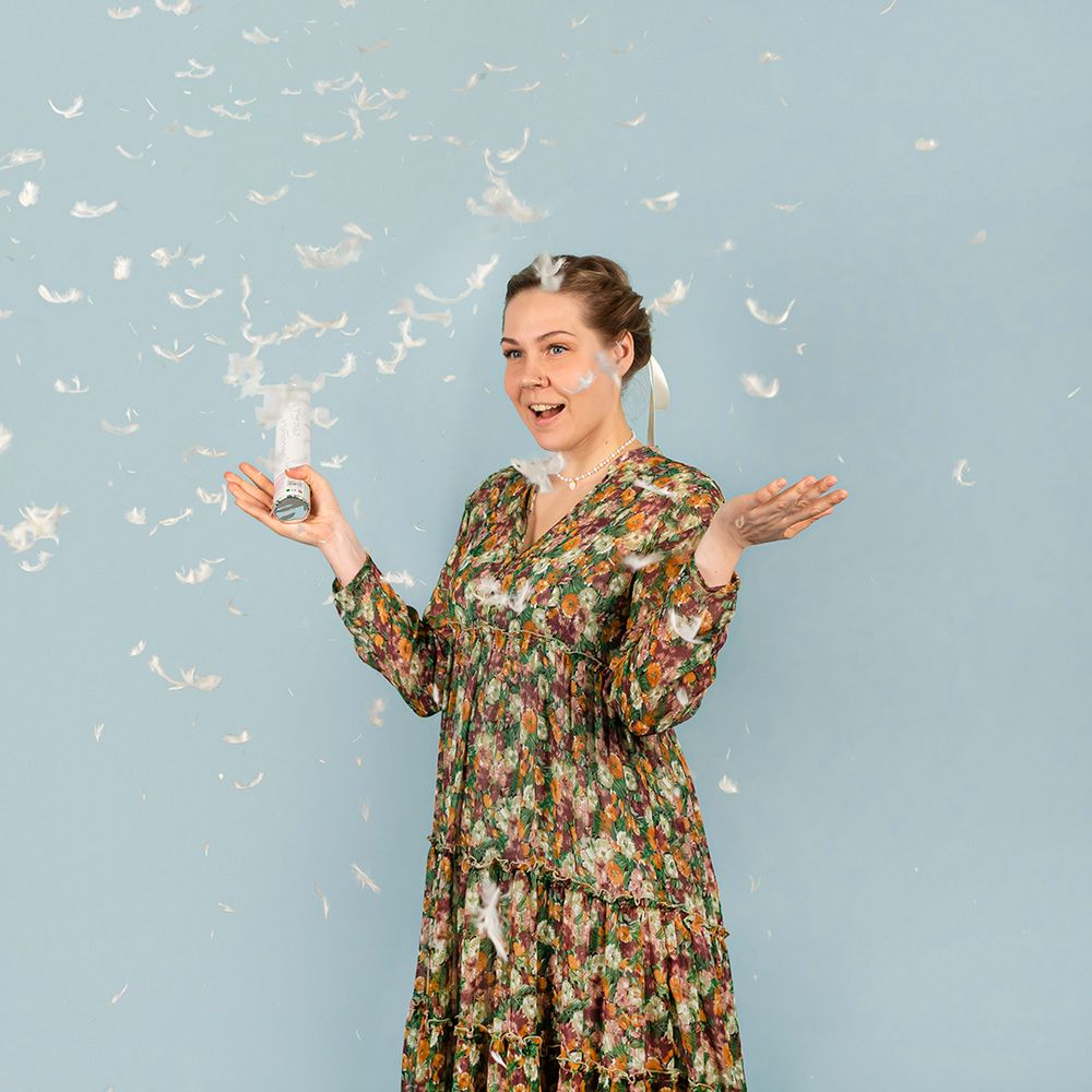 Пневмохлопушка (12/30 см), Большого Счастья, Перья, Белый, 1 шт.