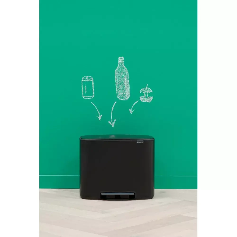 Brabantia - Контейнер для мусора Bo 3х11л с сортировкой, черный / артикул   121104  / GTIN 8710755121104