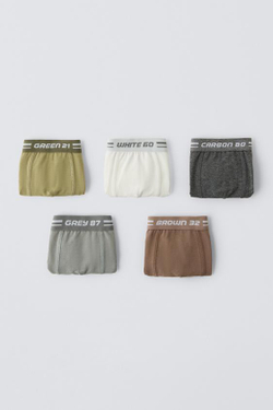 ZARA НАБОР ИЗ 3 ПАР 6 ТРУСОВ-БОКСЕРОВ С НАДПИСЬЮ, РАЗНОЦВЕТНЫЙ