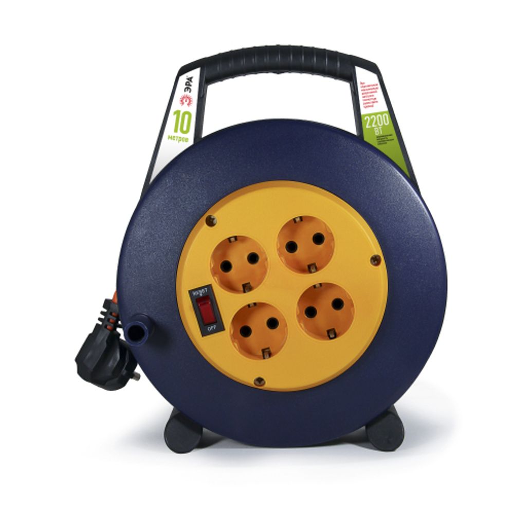 Удлинитель силовой ЭРА BPx-4e-3x1-10m в закрытом корпусе с заземлением с выключателем 4 розетки 10м ПВС 3x1мм2 10А