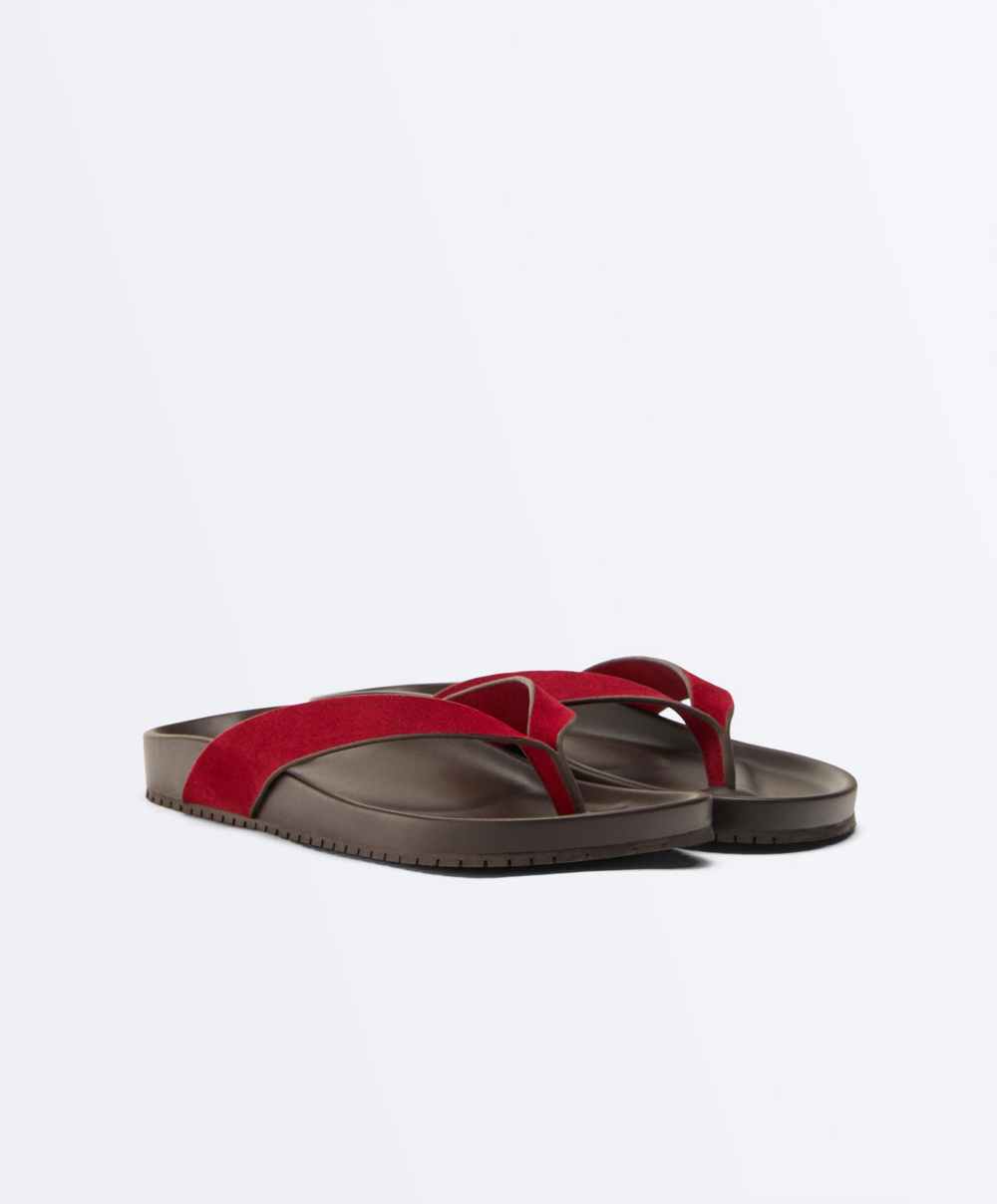 OYSHO Кожаные сандалии, красный