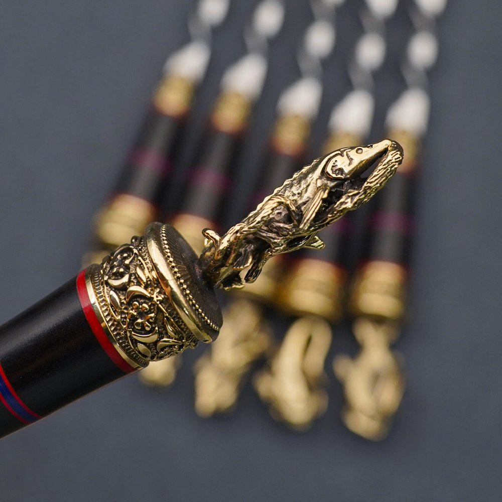 Подарочный набор шампуров "Удачный улов", рукояти черный мореный граб