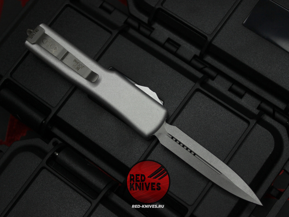 Нож Microtech UTX-70 A+++ GRAY D/E - серый апокалиптик клинок, серая рукоять