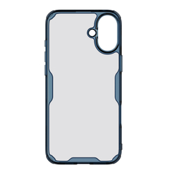 Прозрачный чехол с мягкими синими боковыми рамками от Nillkin для iPhone 16, серия Nature TPU Pro Case