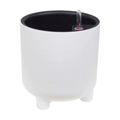 Кашпо ШЭНК D220мм 6,5л с вставкой и с автополивом белый ротанг