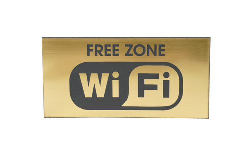 ТАБЛИЧКА ПЛАСТИКОВАЯ ЗОЛОТО WI FI FREE ZONE 200ММх100ММ