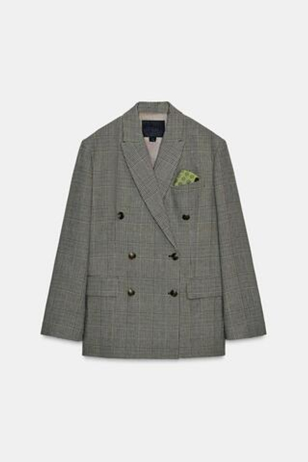 ZARA БЛЕЙЗЕР В КЛЕТКУ ИЗ ШЕРСТИ — ZW COLLECTION, БЕЖЕВЫЙ