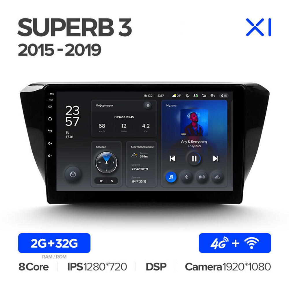 Teyes X1 10.2" для Skoda Superb 2015-2019