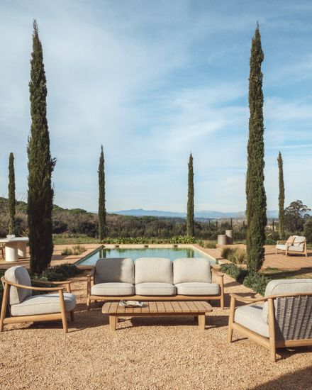 Уличное кресло Elunda из тикового дерева и бежевой веревки