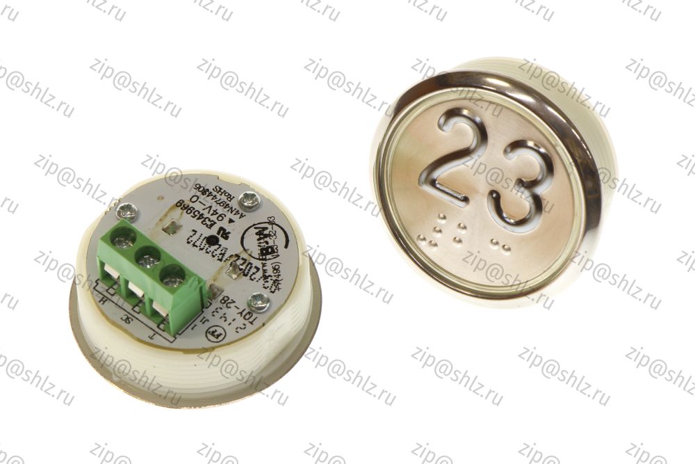 Кнопка (кнопочный модуль) BBP-R331-CMPLT-D-W &quot;23 этаж&quot;, круглая, динамическая белая подсветка, Брайль.