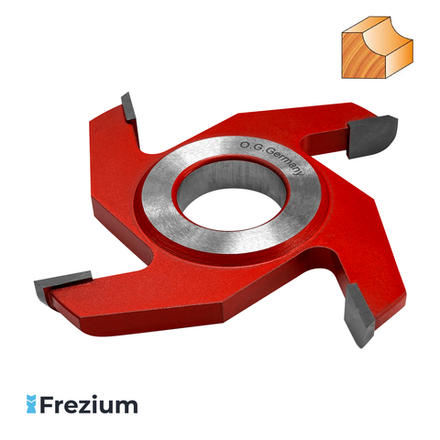 Полугалтельная насадная твердосплавная фреза по дереву "O.G.Germany" (125x32 R8 Z4)