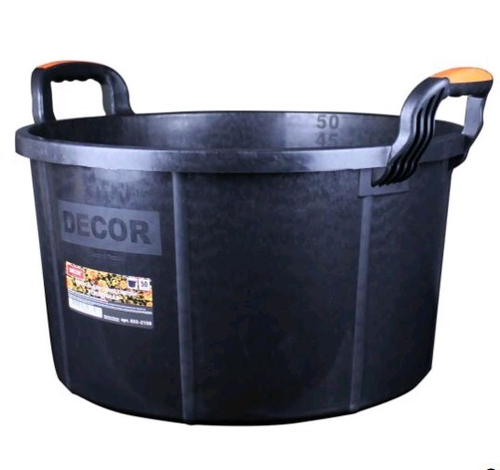 Таз строит.  круглый 30л  усиленный  пластм. для  ССС  ЧЁРНЫЙ,  ручка 2К  PROFI  DECOR /633-2130