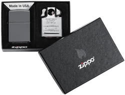 Подарочный набор Zippo: ветроустойчивая зажигалка Black Ice+вставной блок для зажигалок для трубок