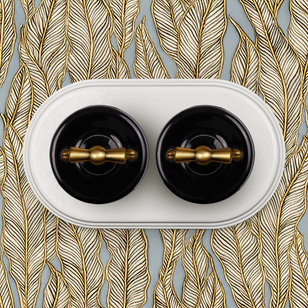 Выключатель 1кл. проходной, керамика, цвет коричневый B1-201-02