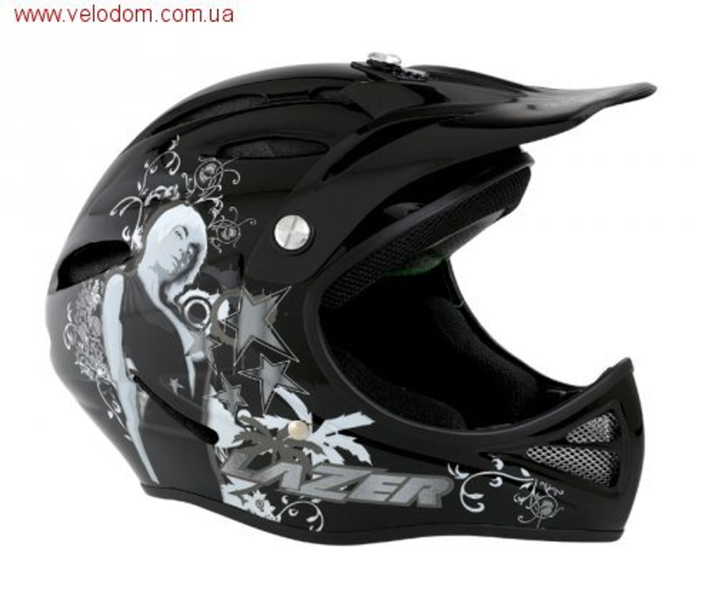 Велошлем для BMX LAZER, модель EXCALIBUR Disco (Full Face), цв.черный/серебряный, p.M