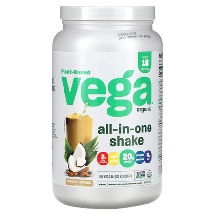 Vega, Растительный органический универсальный коктейль, кокос и миндаль, 687 г (24,3 унции)