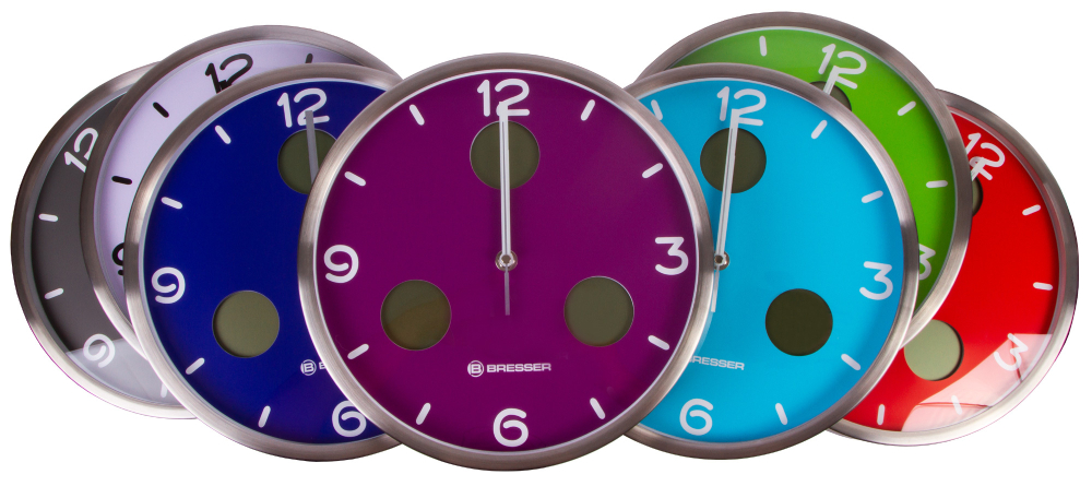 Часы настенные Bresser MyTime io NX Thermo/Hygro, 30 см, фиолетовые