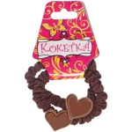 Резинки для волос 2шт «ФАНТЕЭГРО», сердечки, цвет черный, молочный и коричневый, d-5.5см (Кокетка)