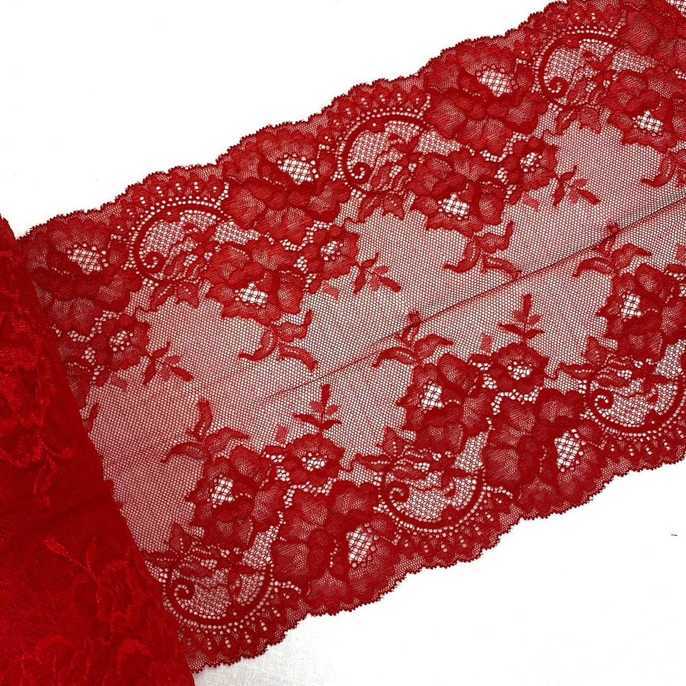 Кружево эластичное красное 23 см