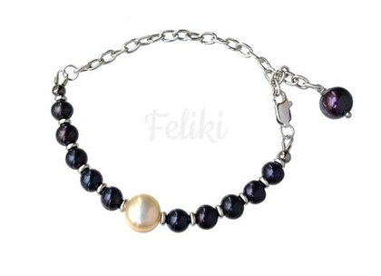 браслет из чёрного жемчуга на цепочке