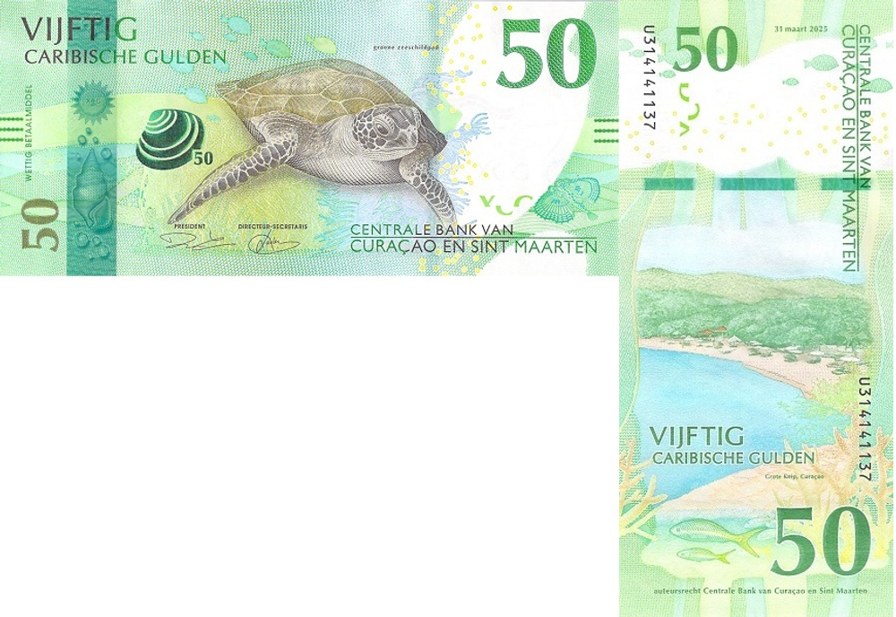 Кюрасао и Сен-Мартен 50 гульденов, 2025 Грот-Нип UNC