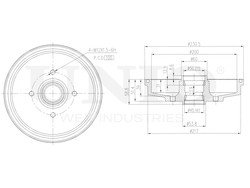 Барабан тормозной задний UNIO BRD-10055