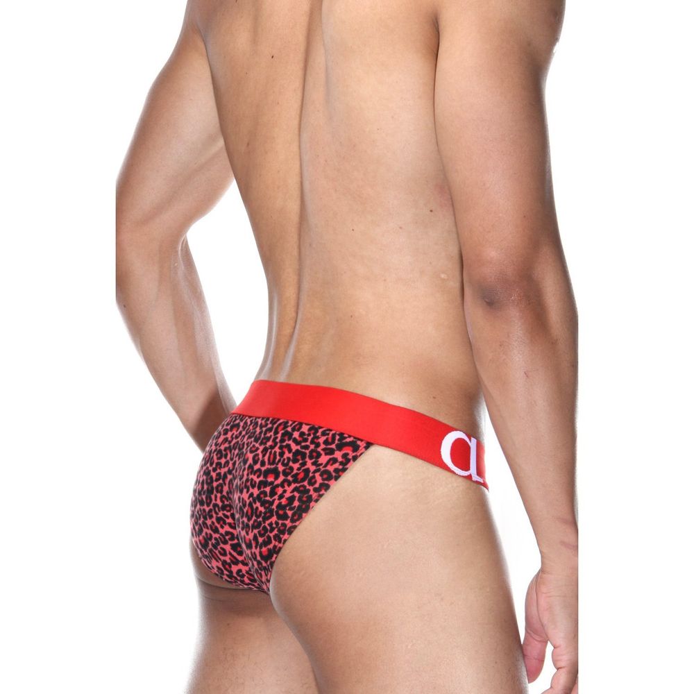Мужские трусы танга красные с леопардовым принтом DARKZONE DZN6169