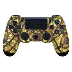 Джойстик беспроводной DualShock №22 для PlayStation 4 с рисунком Ornament / Орнамент (Грязно-желтый)