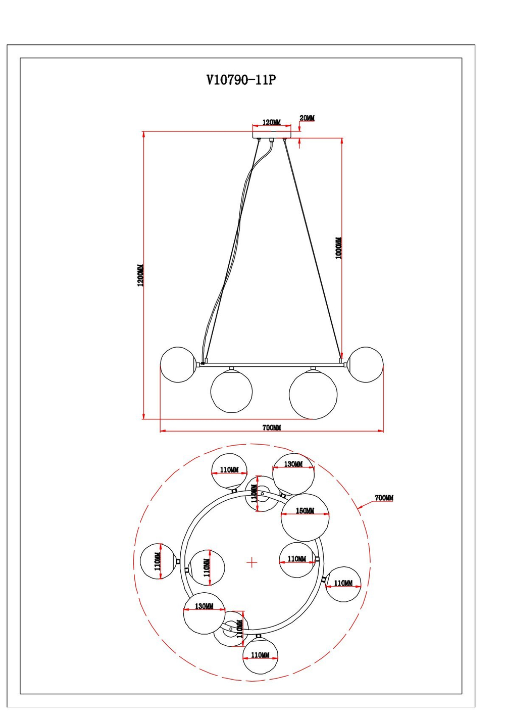 Светильник подвесной Moderli V10790-11P Renny