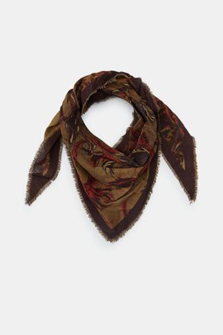 ZARA БАНДАНА С ЦВЕТОЧНЫМ ПРИНТОМ, СВЕТЛО-КОРИЧНЕВЫЙ