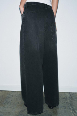 ZARA ДЖИНСЫ ZW COLLECTION СВОБОДНОГО КРОЯ BAGGY LEG С НИЗКОЙ ПОСАДКОЙ, ЧЕРНЫЙ