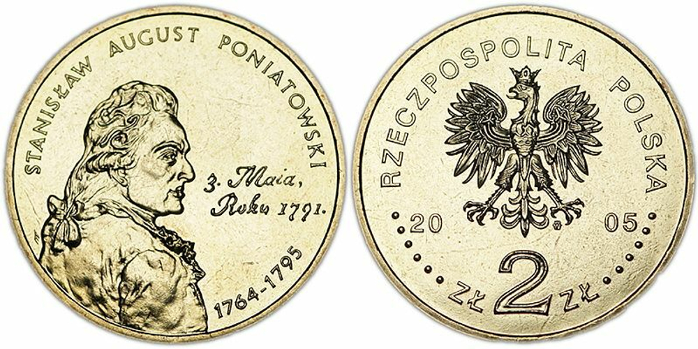 Польша 2 злотых, 2005 Станислав II Август Понятовский (1764-1795)