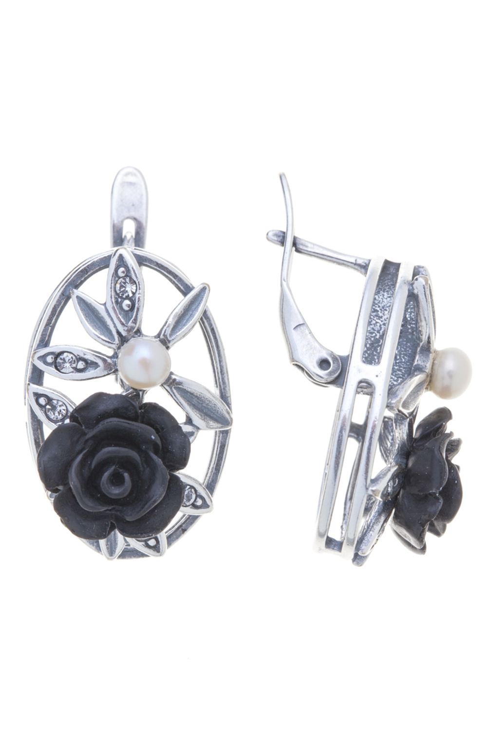 "Кечи" серьги в серебряном покрытии из коллекции "Rosaire" от Jenavi  с английским замком