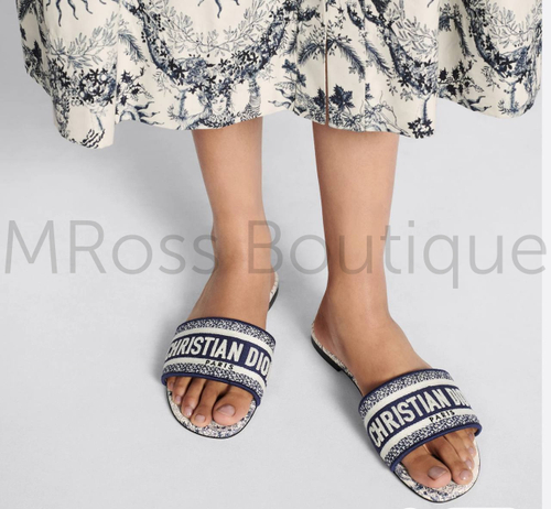 Шлепанцы Dior Dway Slide Toile De Jouy Soleil